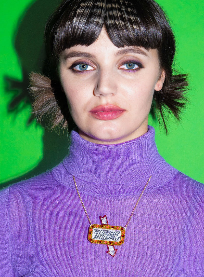Beetlejuice Beetlejuice Sign Necklace