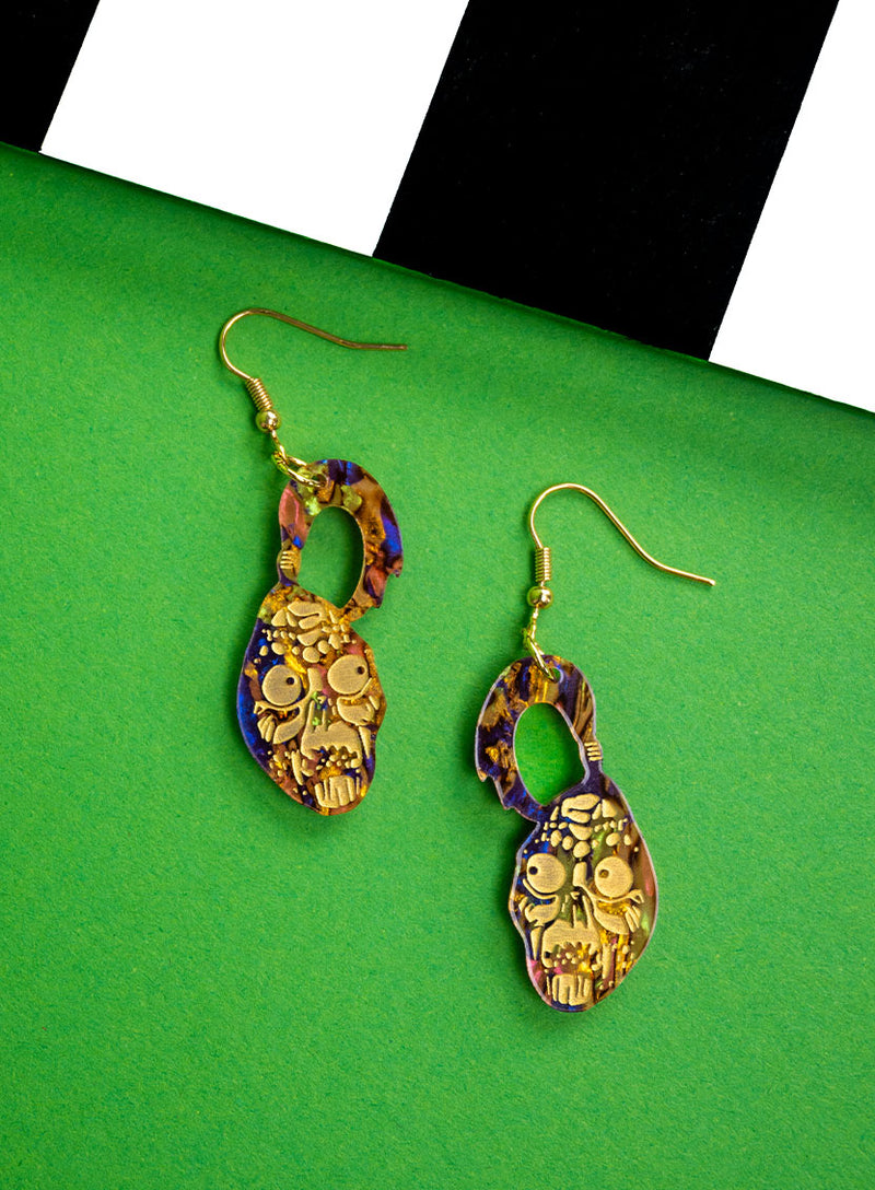 Beetlejuice Shrunken Head Earrings