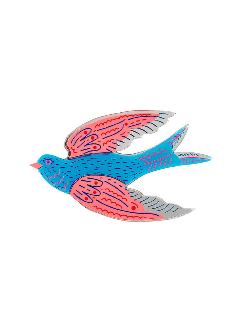 Blue Bird Brooch Lapel Pin Tatty Devine X The Printed Peanut