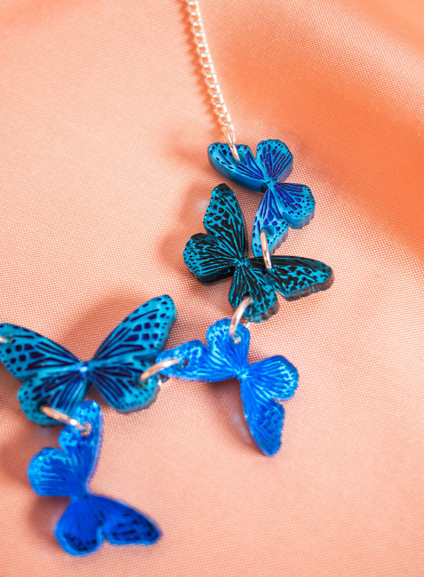 Blue Butterfly Butterfly Jewellery Necklace Vintage Botanical