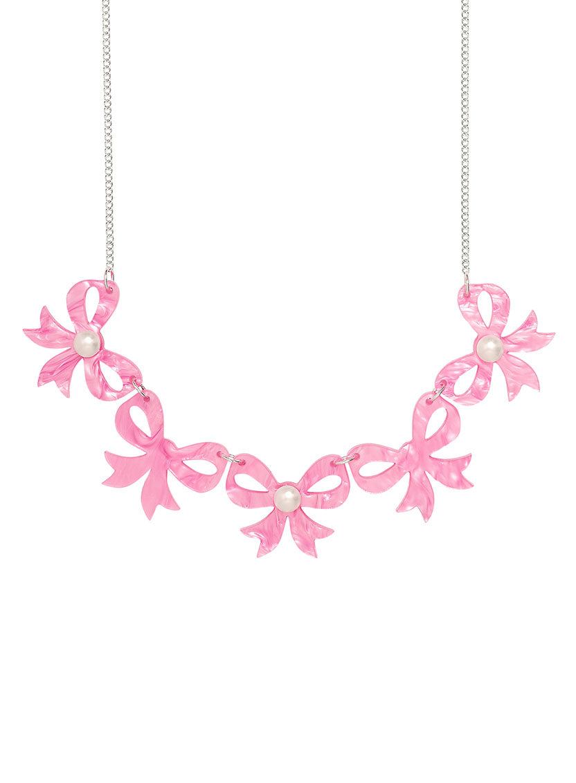 Bow Link Necklace - Pink Pearl Ballet Necklace | Tatty Devine