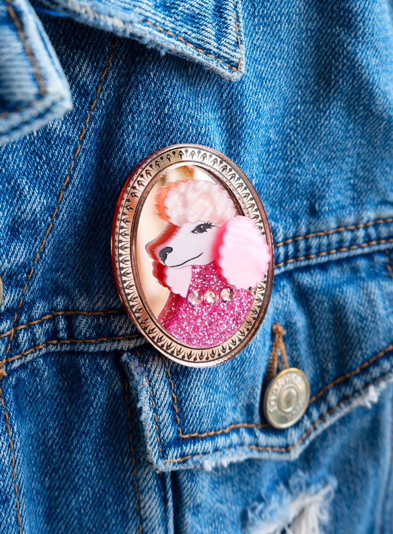 Cameo Poodle Brooch