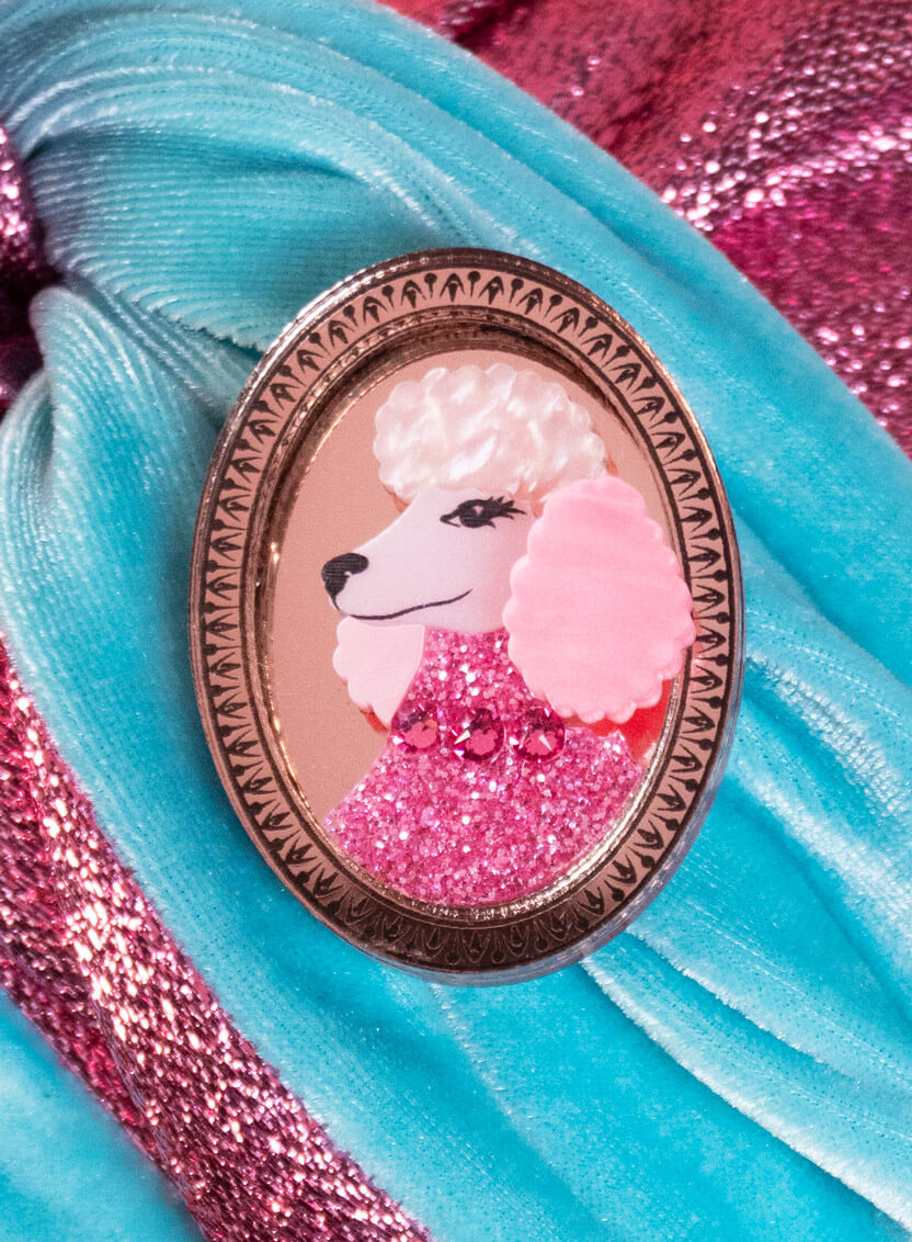 Cameo Poodle Brooch