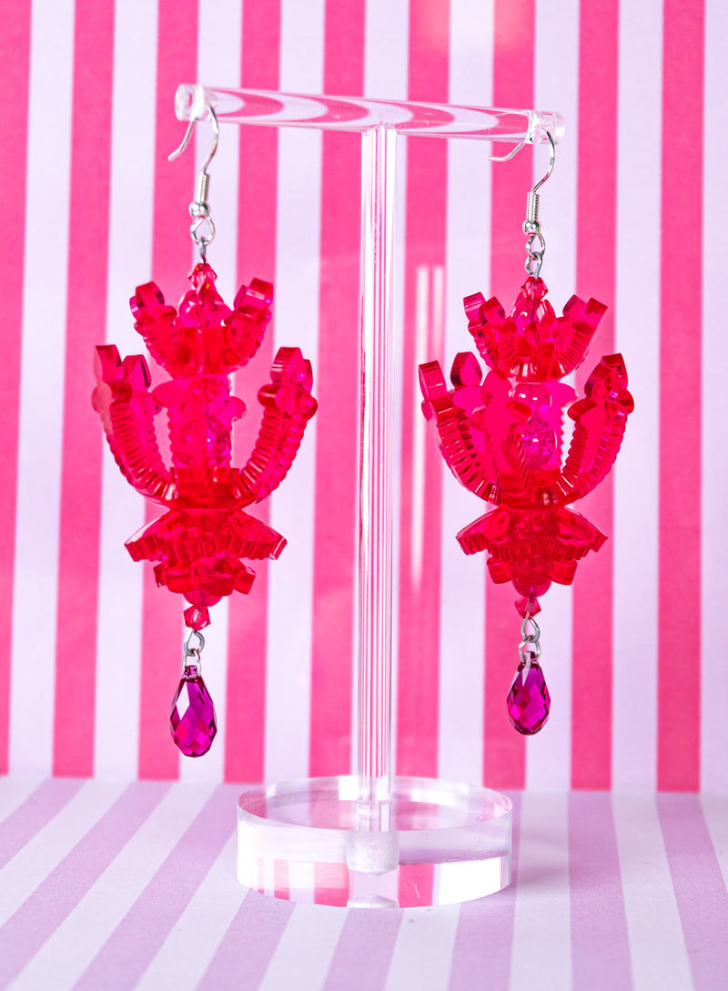 Chandelier Earrings Pink