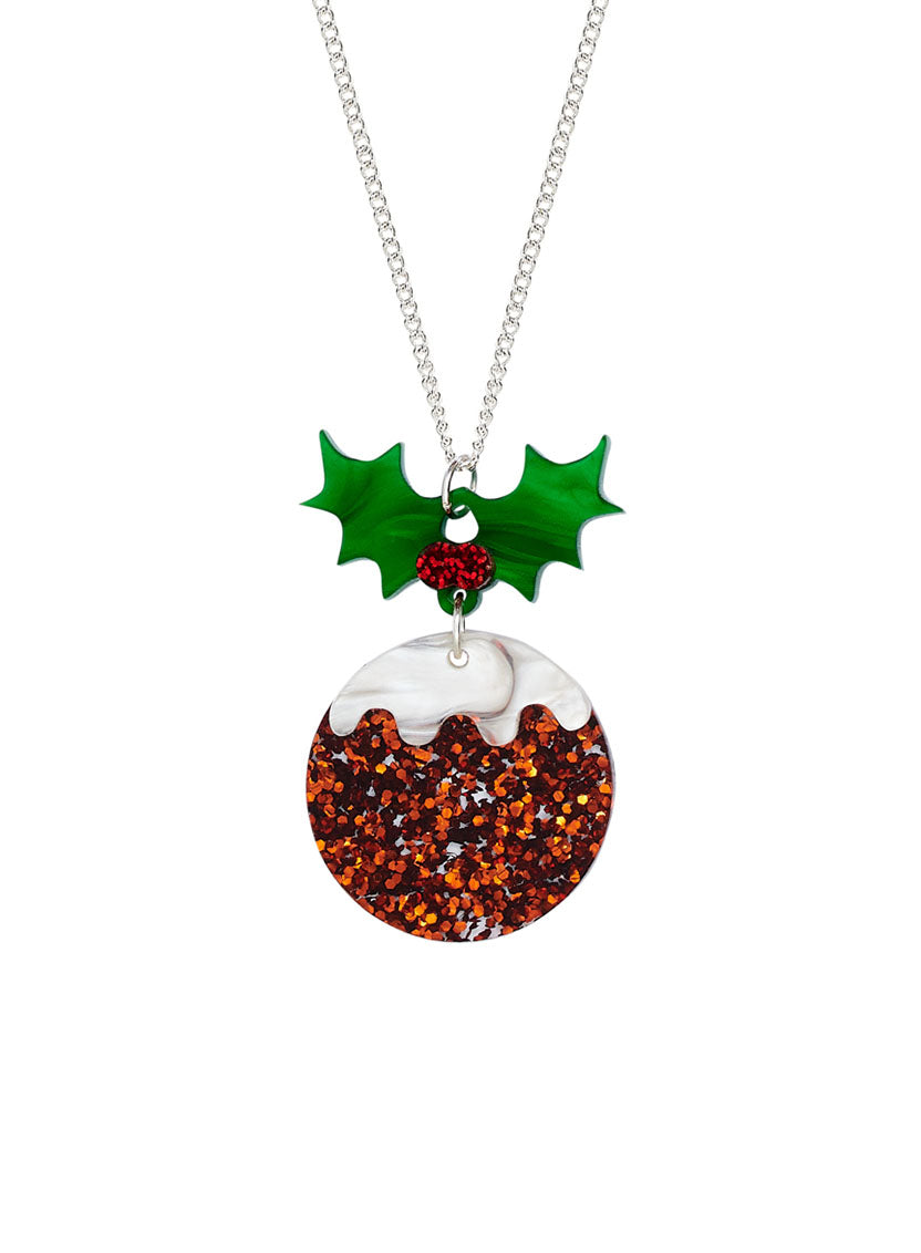 Christmas Pudding Pendant - Glitter
