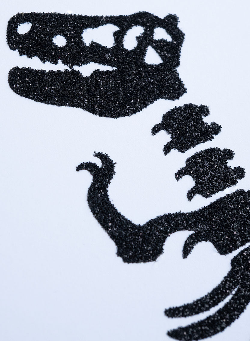 Dinosaur Art Print Black Glitter Model