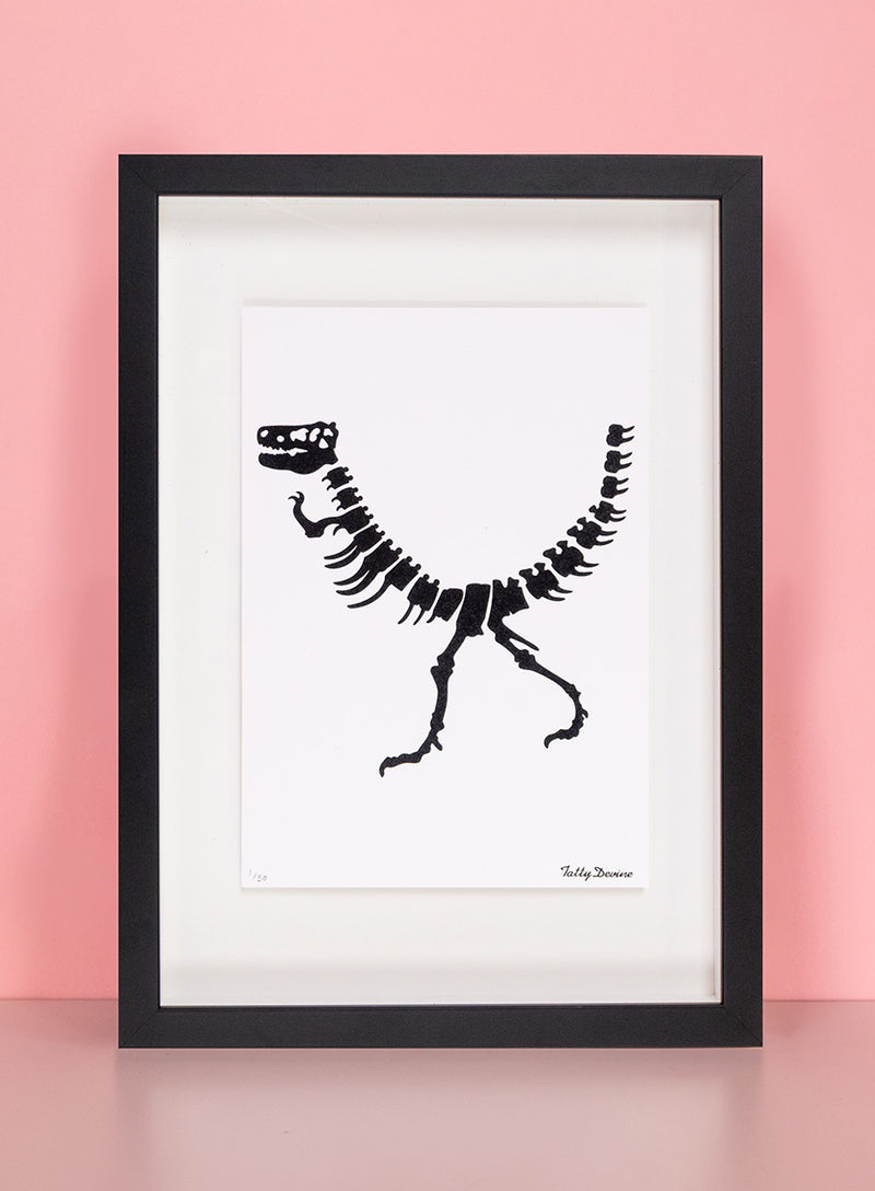 Dinosaur Art Print Black