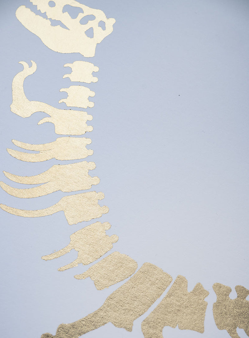 Dinosaur Art Print Gold Foil Closeup