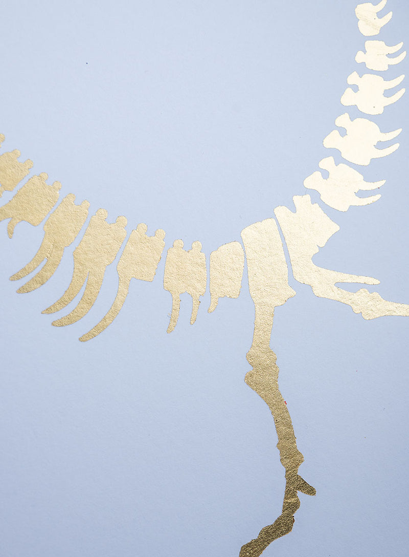Dinosaur Art Print Gold Foil Closeup