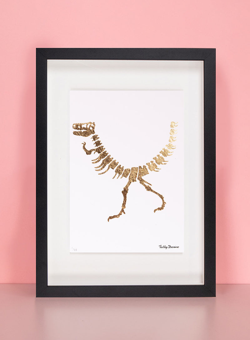 Dinosaur Art Print Gold Foil