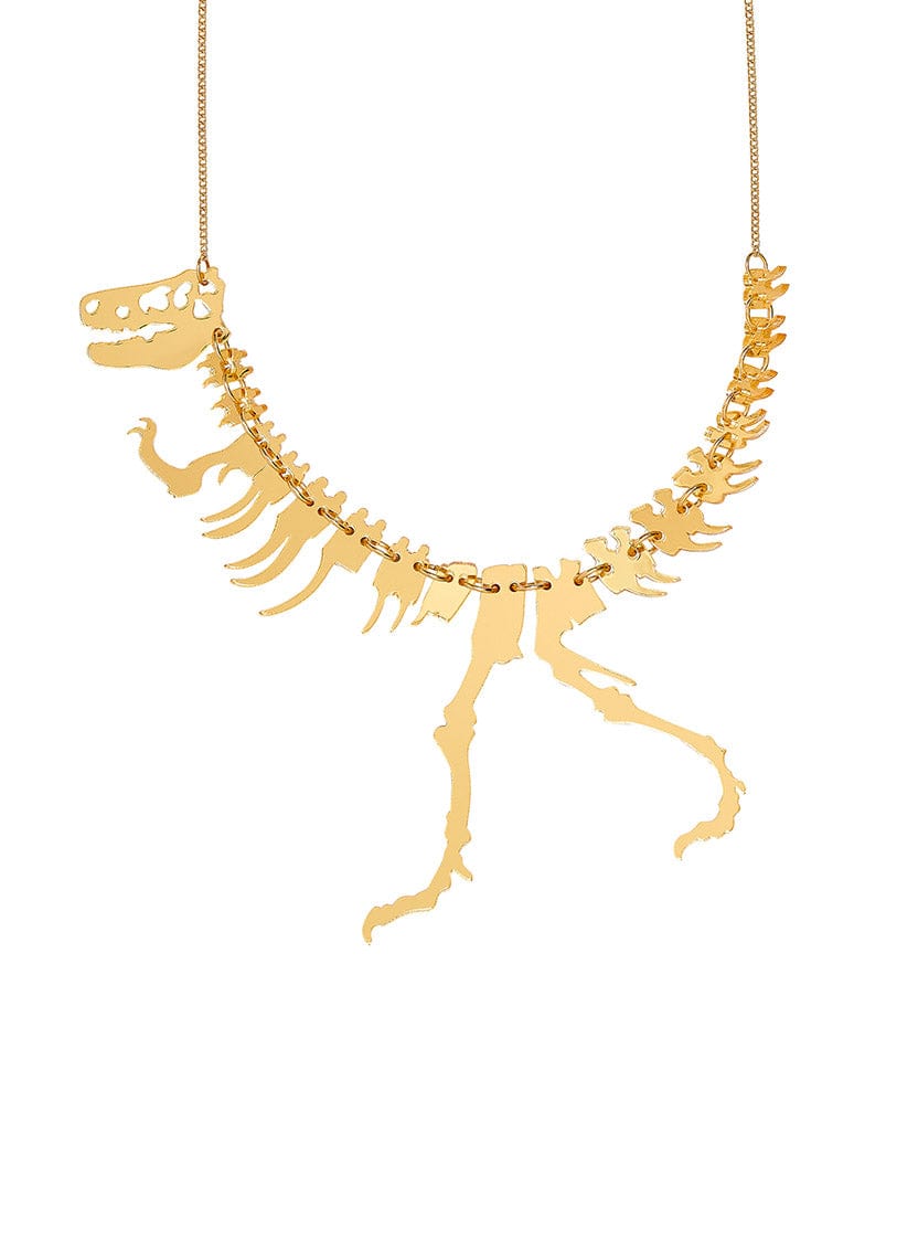 Dinosaur Necklace Gold