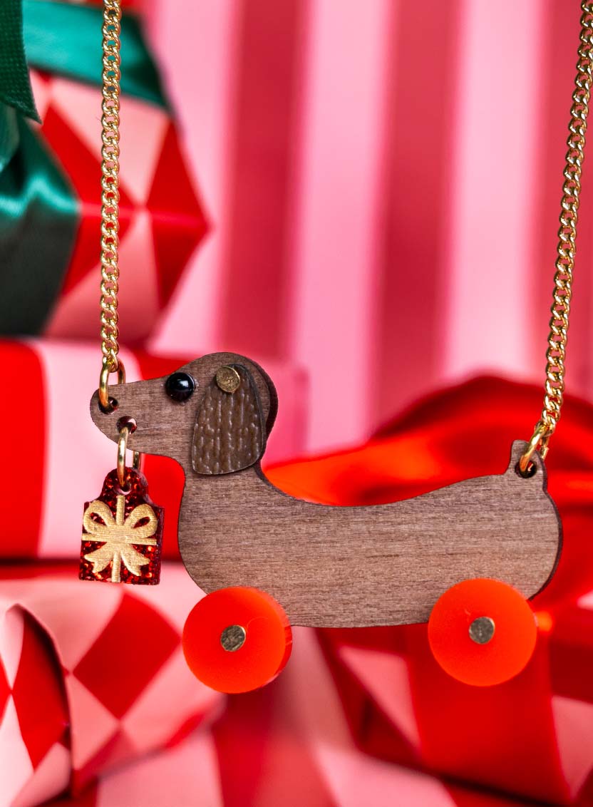 Dog on Wheels Present Necklace