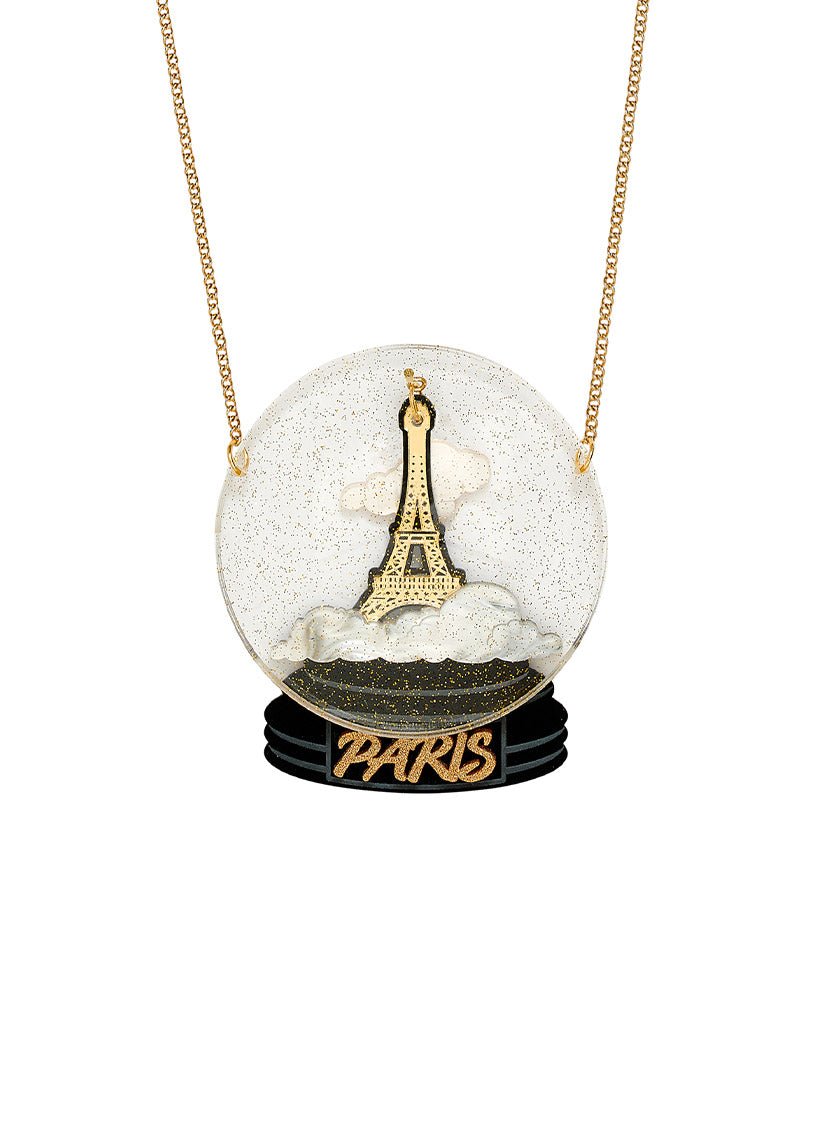 Eiffel Tower Snow Globe Necklace