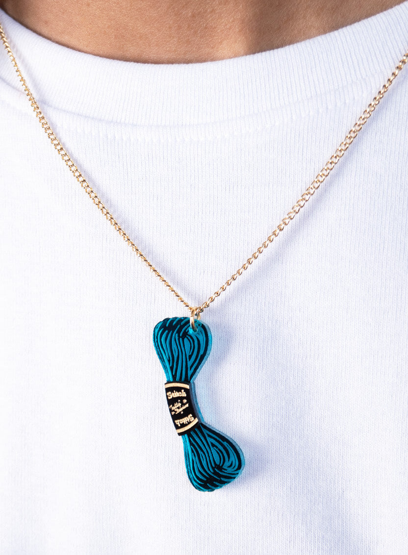 Embroidery Thread Pendant - Teal