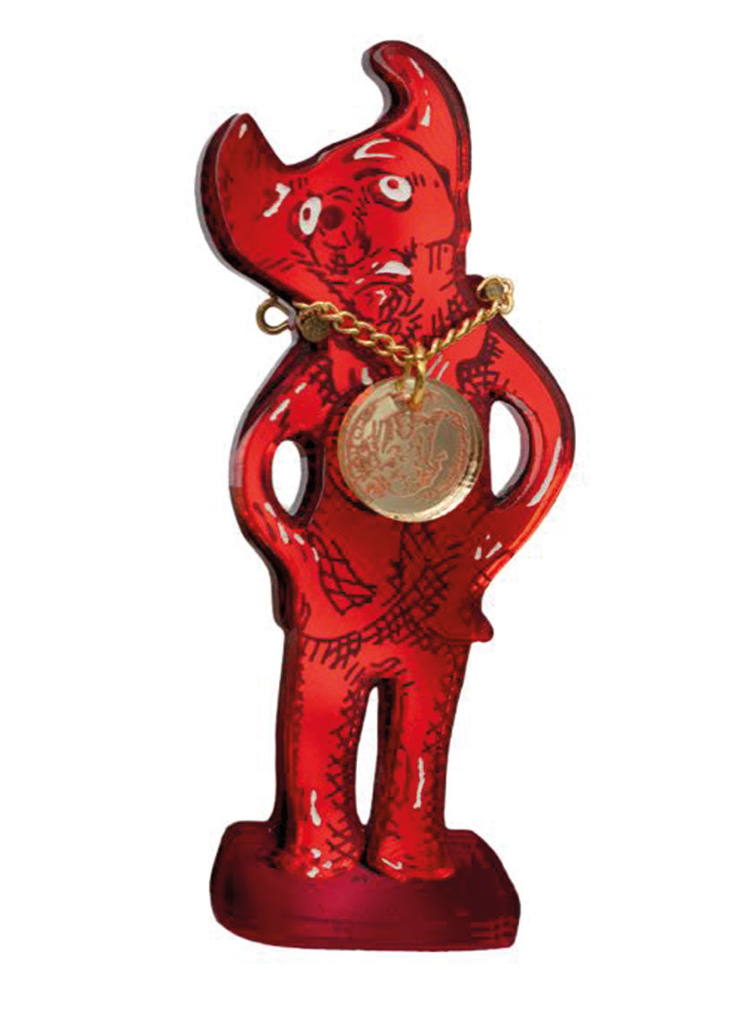 Exclusive Red Alan piece: Grayson Perry’s ceramic incarnation of his beloved childhood teddy bear Alan Measles, reimagined in laser cut acrylic.