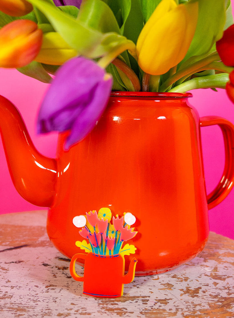 Flower Teapot Brooch The Printed Peanut