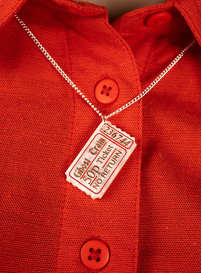 Ghost Train Ticket Pendant - Recycled