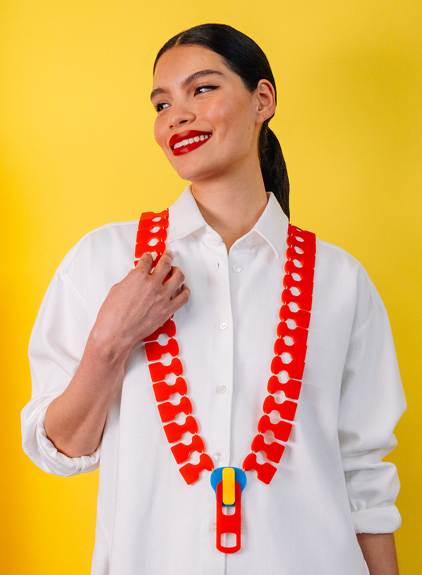 Giant Zip Statement Necklace - Primary
