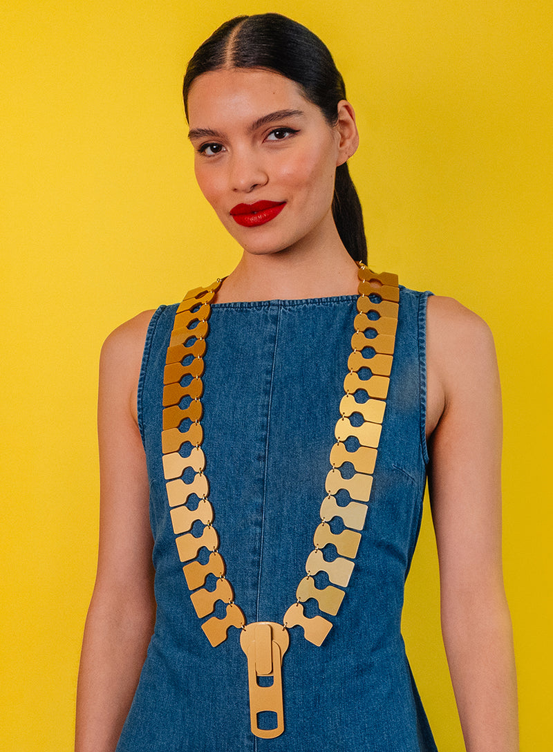 Giant Zip Necklace Gold