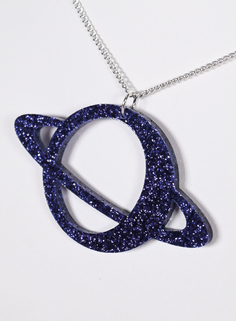 Glitter Purple Planet Pendant