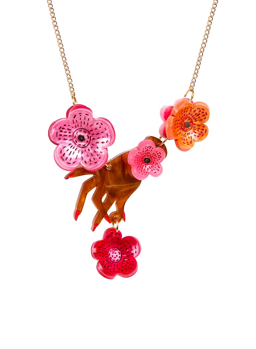 Hands and Flowers Necklace