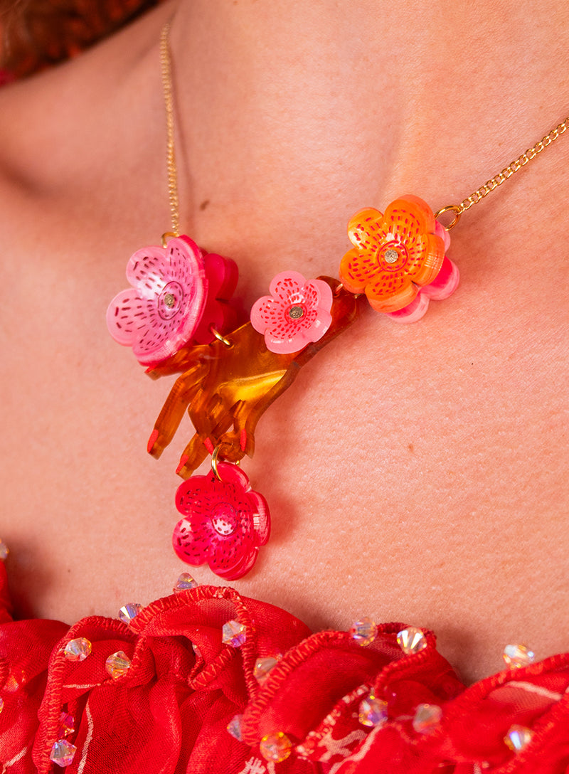 Hands and Flowers Necklace