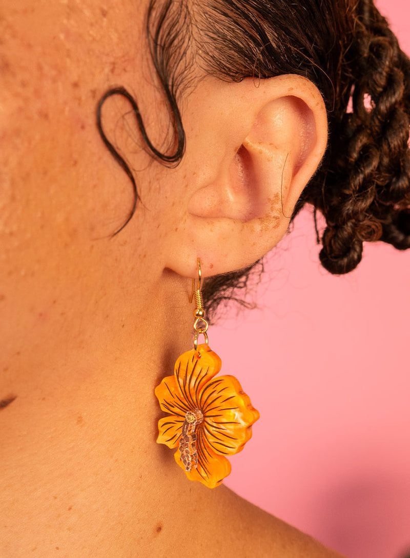 Hibiscus Flower Earrings - Floral