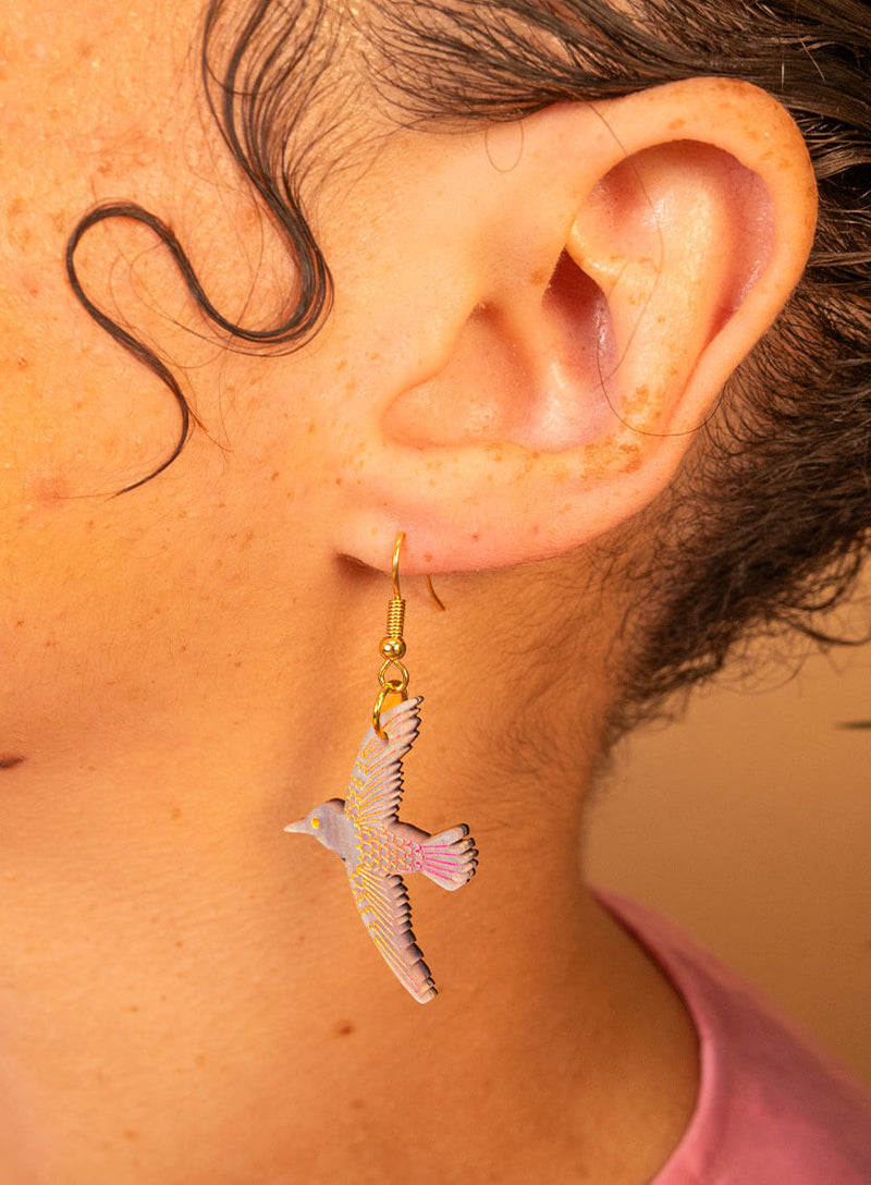 Hummingbird Earrings - Purple