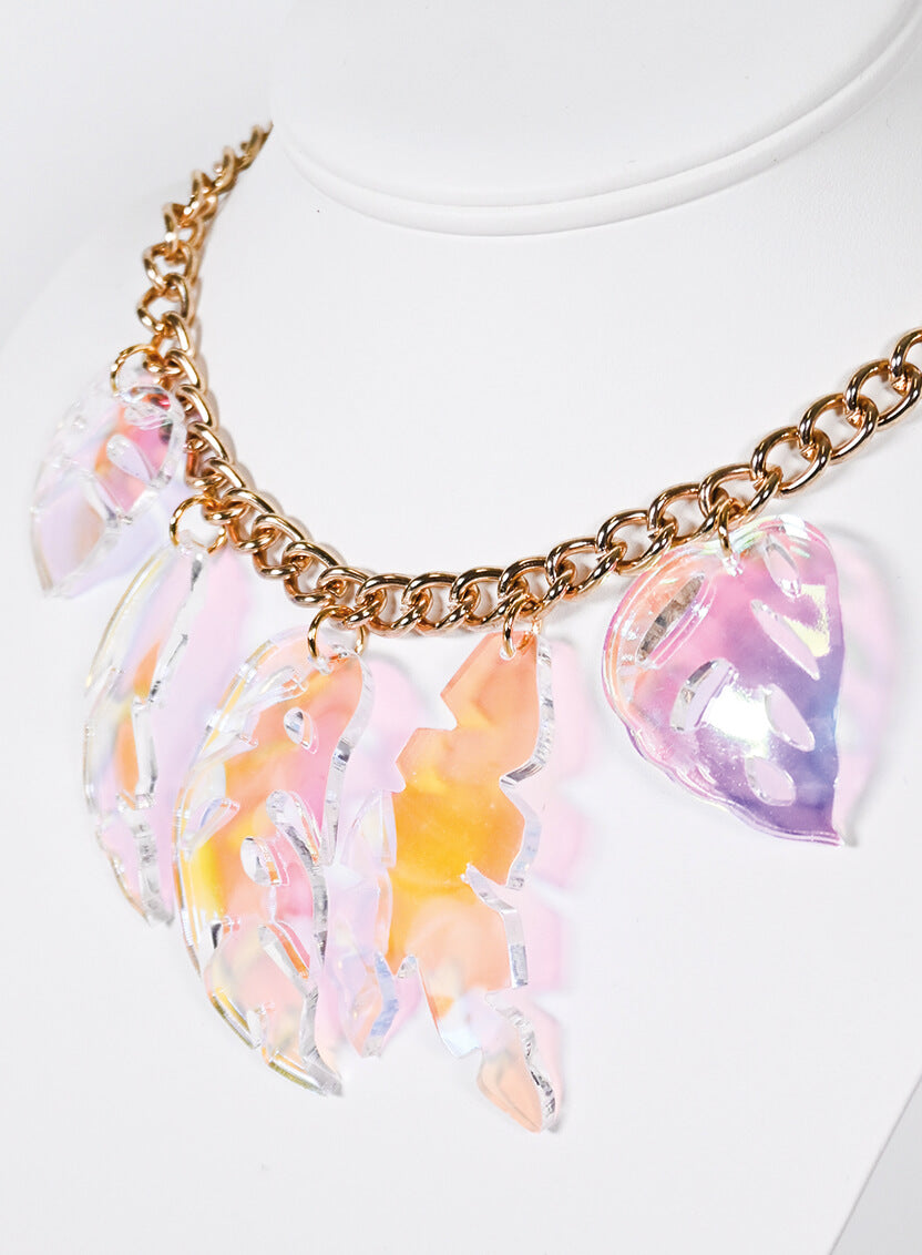 Iridescent Five Leaves Necklace