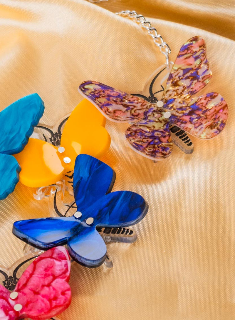 Kaleidoscopic Butterfly Statement Necklace Flatlay