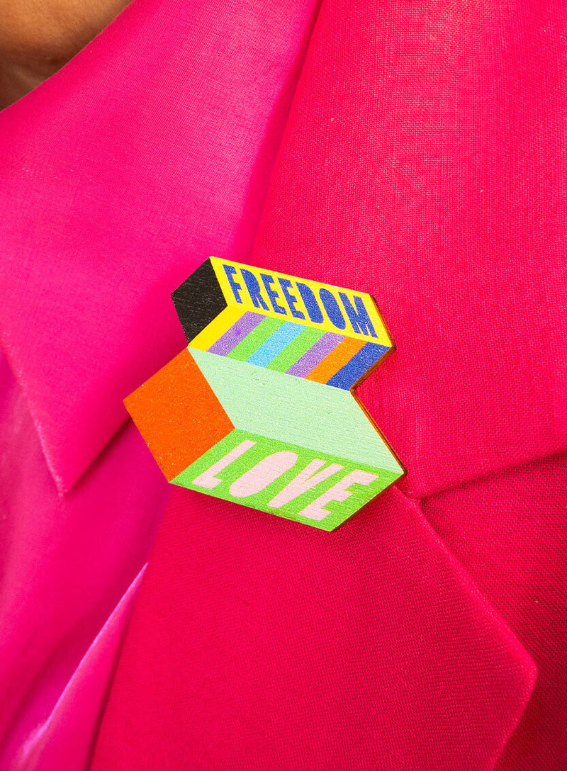 LOVE & FREEDOM Brooch | Tatty Devine X Morag Myerscough