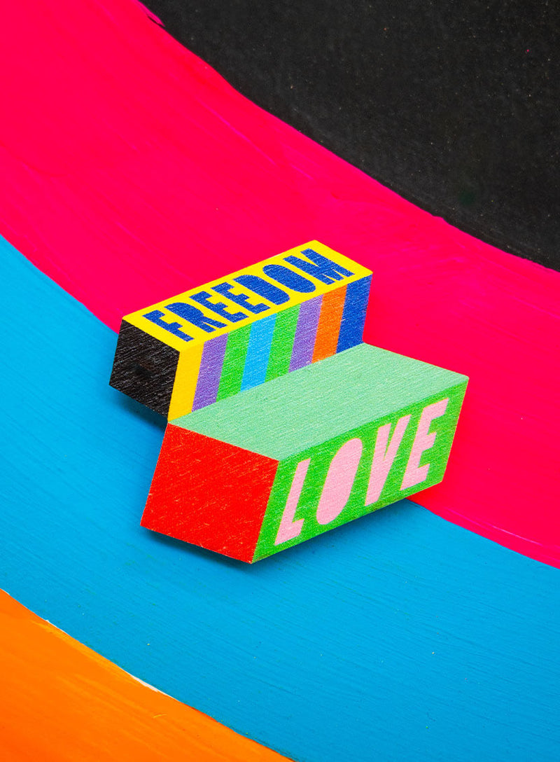 LOVE & FREEDOM Brooch | Tatty Devine X Morag Myerscough