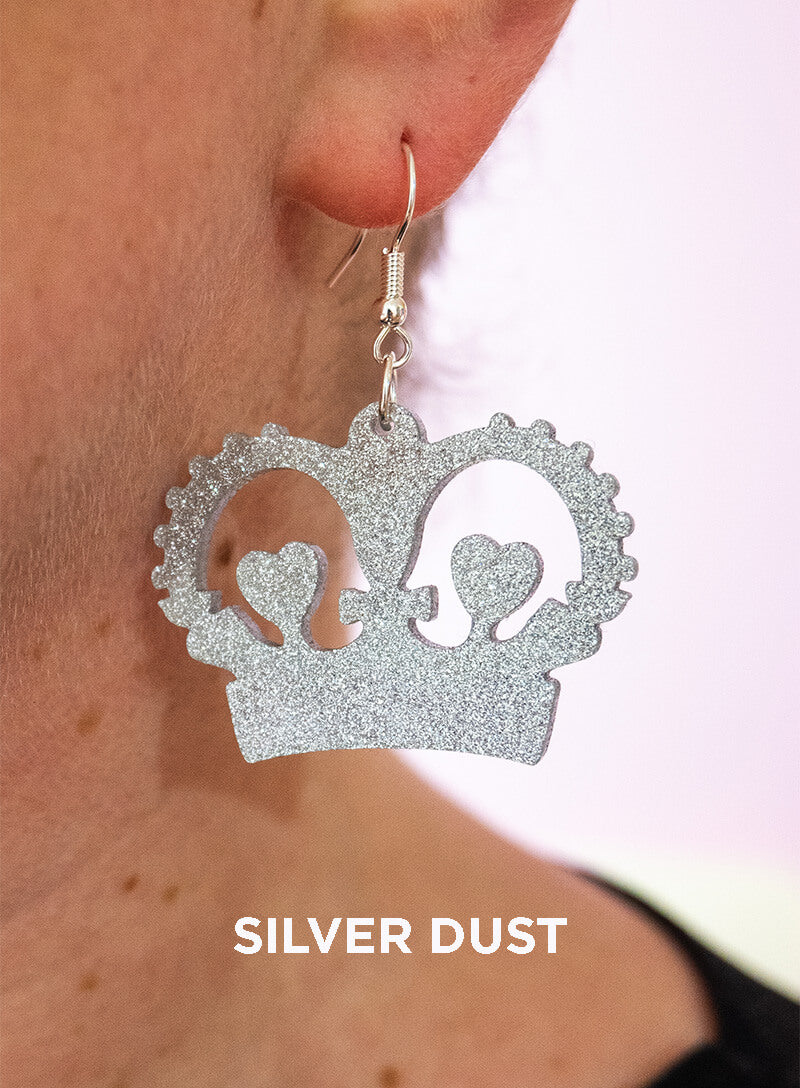 Large Crown Charm Earrings