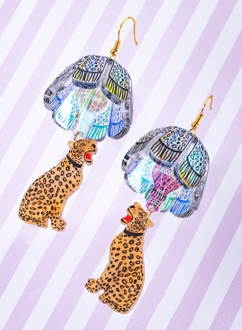 Leopard Lamp Shade Earrings Iridescent