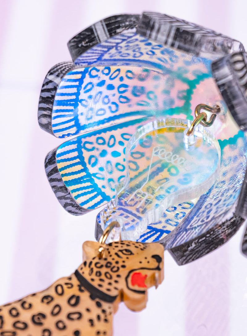 Leopard Lamp Shade Earrings Iridescent