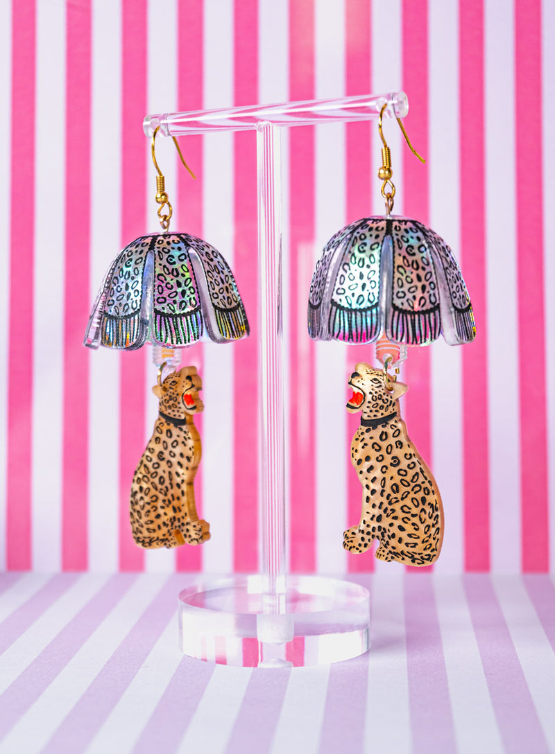 Leopard Lamp Shade Earrings Iridescent