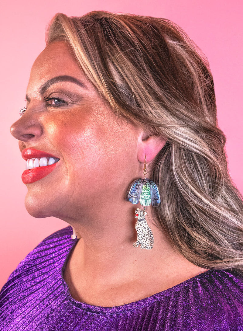 Leopard Lamp Shade Earrings Iridescent