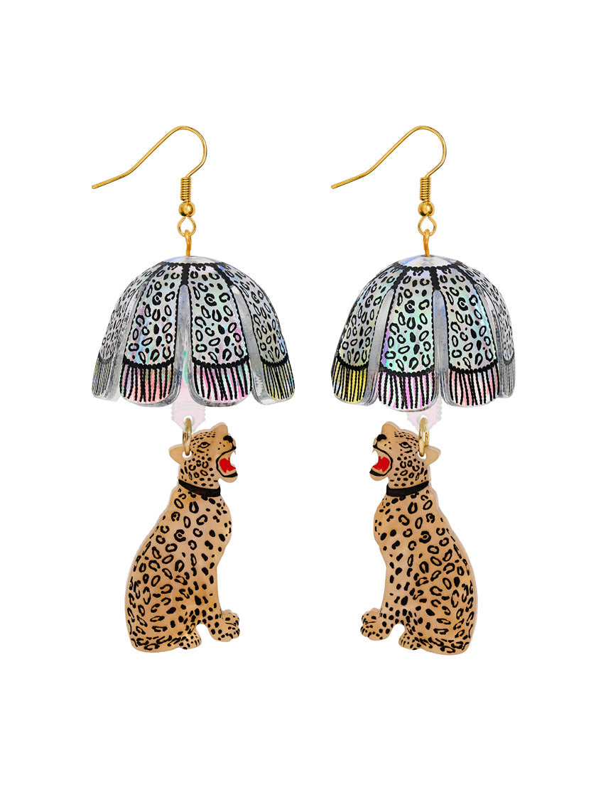 Leopard Lamp Shade Earrings Iridescent