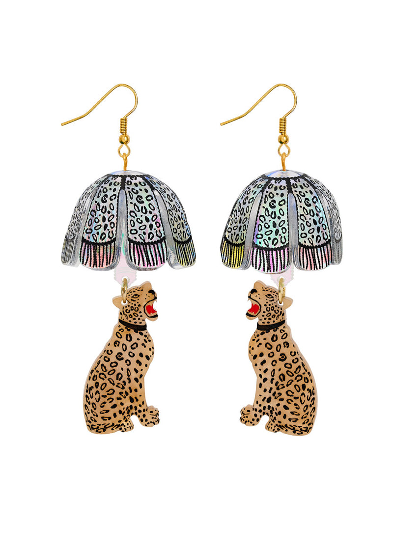 Leopard Lamp Shade Earrings Iridescent