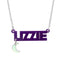 Tatty Devine Personalised Name Necklace with charm. It says 'Lizzie'.