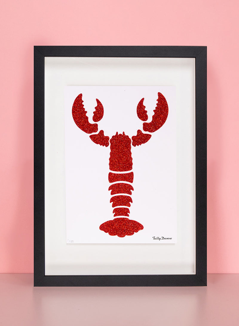 Lobster Art Print Red Glitter