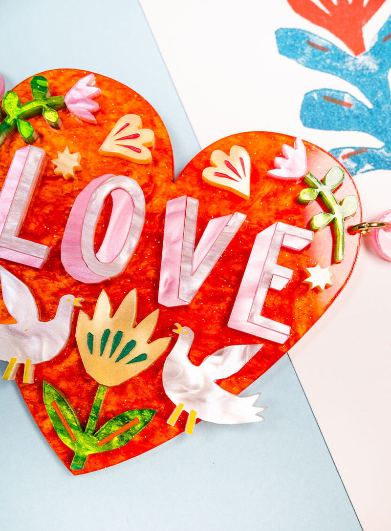 Love Heart Statement Necklace The Printed Peanut