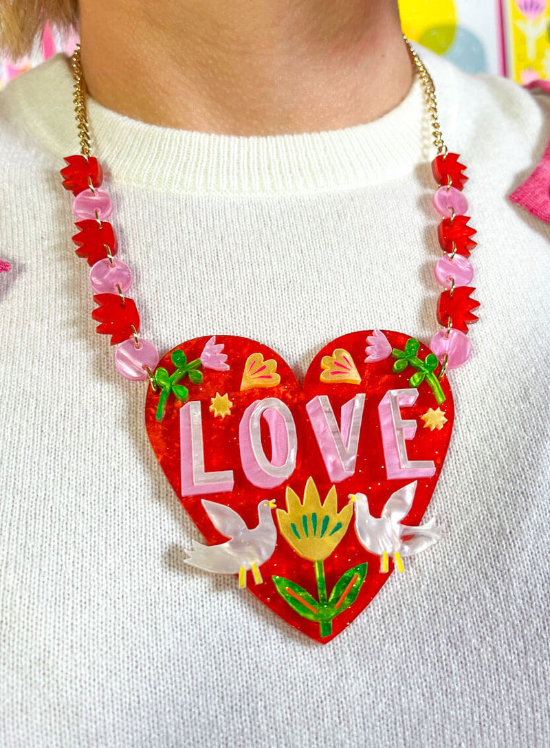 Love Heart Statement Necklace The Printed Peanut