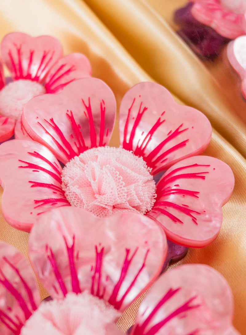 Mallow Flower Statement Necklace Flatlay