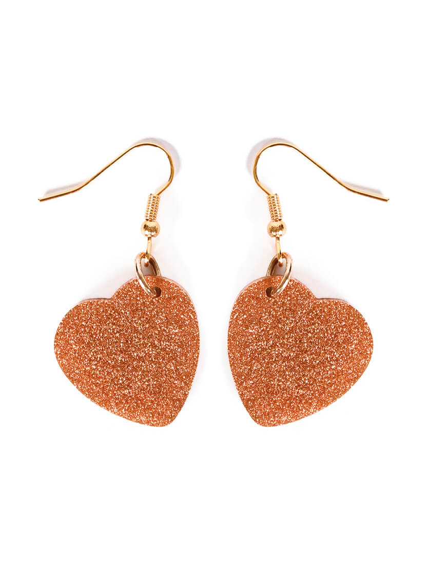 Gold Dust Medium Heart Charm Earrings