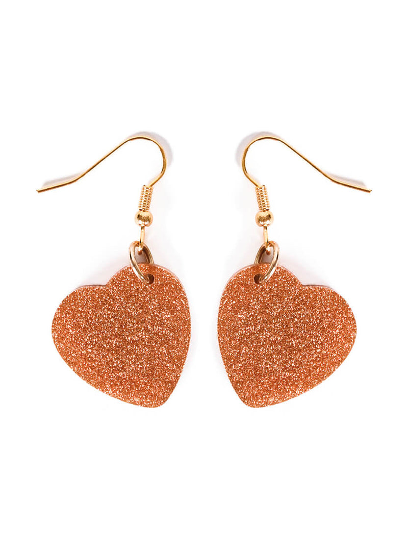 Gold Dust Medium Heart Charm Earrings