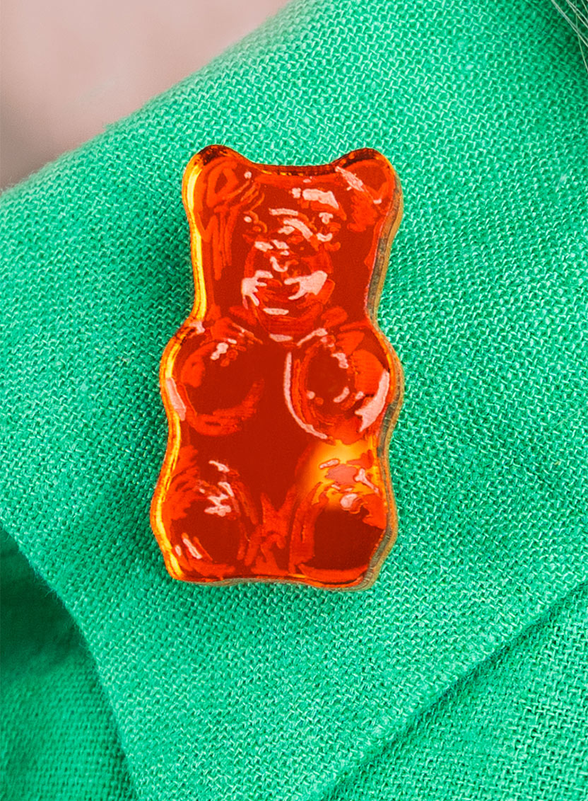 Mini Gummy Bear Brooch - Orange