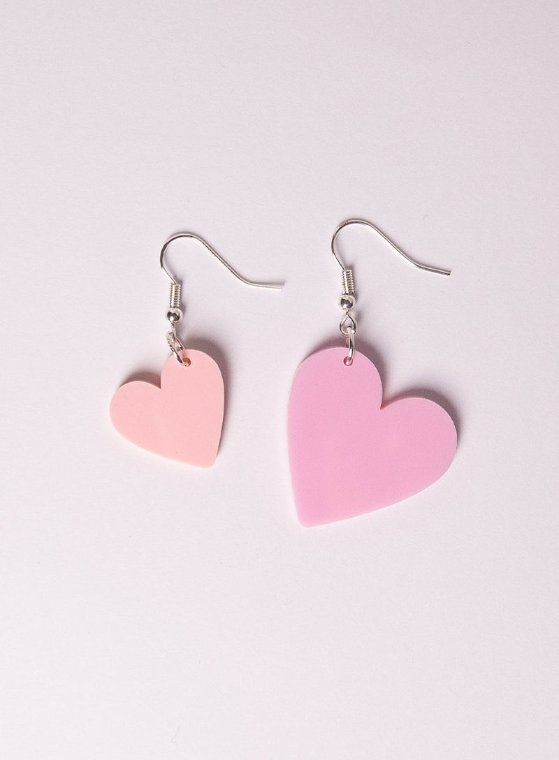 Mismatched Pink Heart Earrings