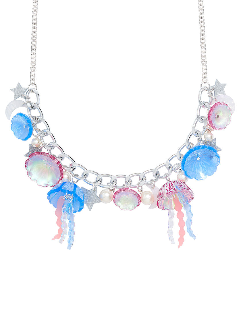 Moon Jellyfish Necklace - Silver Dust