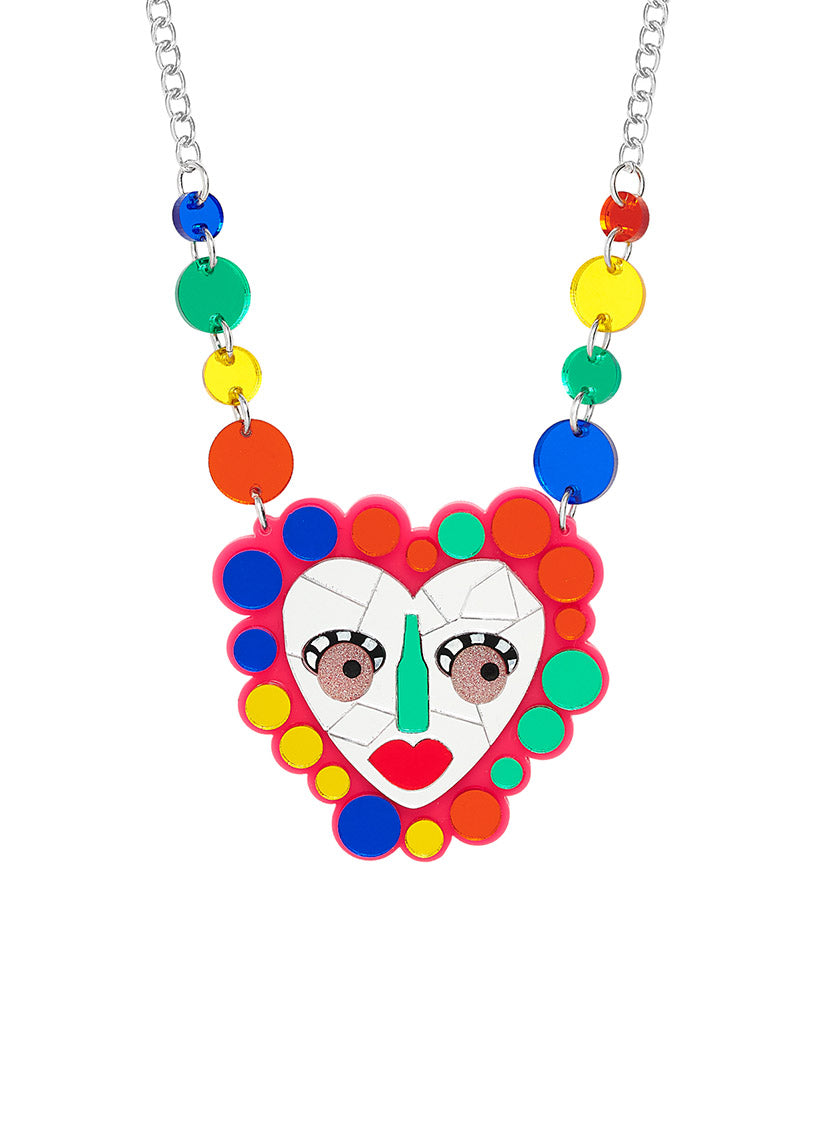 Outsider Art Face Necklace